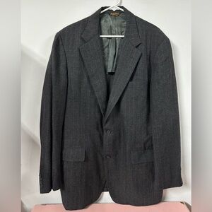 VTG 46L Southwick Clothes X Paul Stuart Charcoal Grey Pinstripe Wool Blazer
